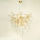 Fashion Copper unique waterford Big Chandelier parts lighting white Crystal Branchpendant lamp Villa Home lamps