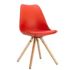 One-Stop Service Modern Plastic Dining Chair with PU Base Wood Legs