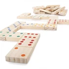 Domino Toys Domino Wooden Dominoes Hot Selling Wooden Domino Blocks Set Game Wood Kids Fun Toys