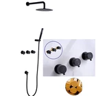 Shower Mixer Bathroom Wall Mounted Dual Functions Top Sprayer Shower Brushed Gold Mixer Shower Faucet Set