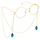 Fashion non-slip accessories metal glasses rope gold blue cat eye pendant glasses chain