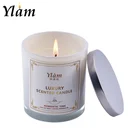 Wholesale electroplating metal lid glass natural aromatherapy oil scented fragrance soy wax candle
