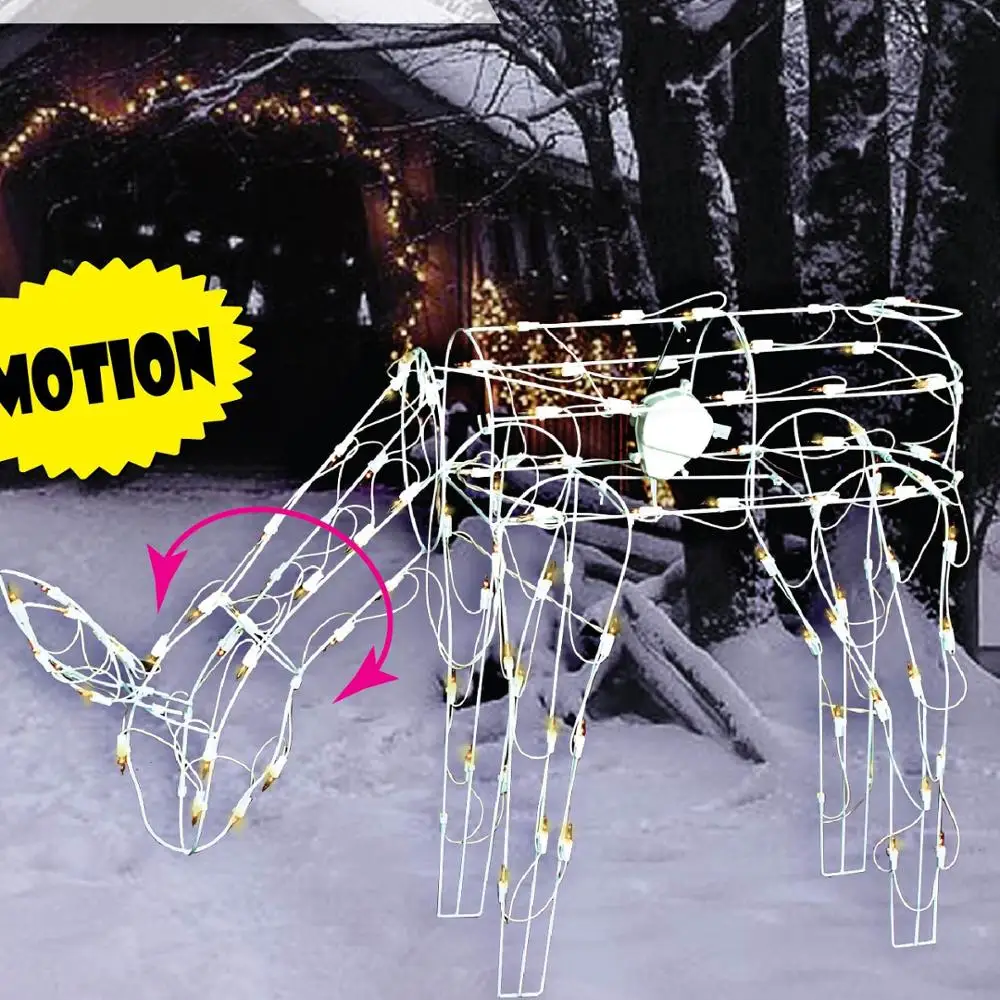 Urlaub Große Outdoor Weihnachten Party Rentier Licht 42In Draht Rahmen Animierte Buck Licht Metall Fütterung Doe Deer Shaped Lichter