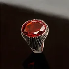 Cheap Price Turkish Rings For Silver Red Zircon Men Ring