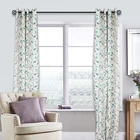 Pastoral Custom Leaves Printed Curtains Fabric Panels Drapes With Voile For Living Room Window Removable Antique Curtain