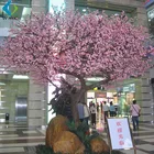 Fiberglass Plastic PU Material And Decoration Usage Simulated Peach Blossom Tree