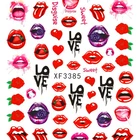 Stickers Nail Lips Stickers With Cool Lady Lips Tongue Kiss Design Sexy Red Lips Nail Art Stickers