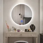 50 cm round bathroom makeup mirror with light defogger on wall