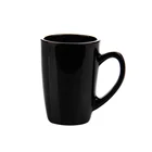 Glass Tableware 11.5oz 320ml Opal Glass Tableware Black Opal Glass Tea Mug With Handle