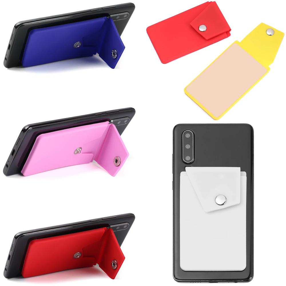2020 adhesive silicone phone wallet with snap button