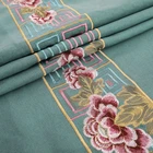 Linen fabric upholstery furniture fabric embroidery fabrics with peony pattern