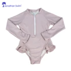 Wholesale 2019 long sleeves ruffle zipper custom kids swimwear bikini girls child infant