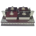 Wooden porcelain 4 handle sugar bowl tray with handle and exquisite frame/salt shaker/spice bottle rack