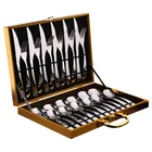 Hot Selling Stainless Steel 24pcs Dinnerware Set Cutlery Set With Gift Wooden Box