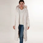 Custom brands on sale high quality plus size xxl women white long duck down coat with hood