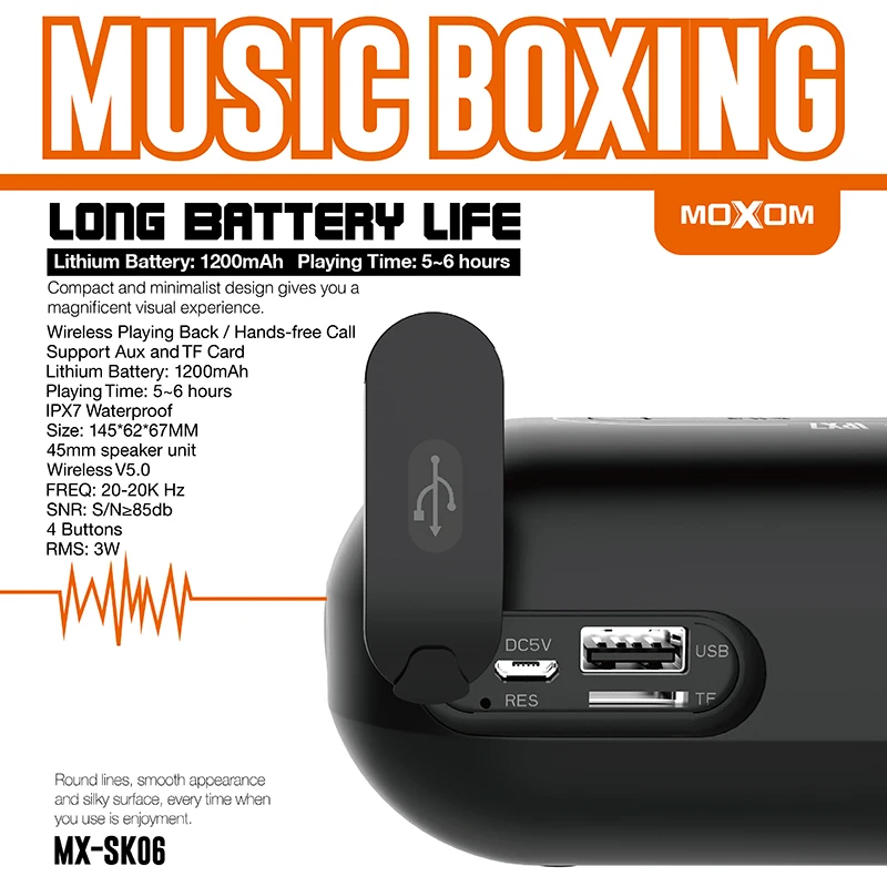 CE ROHS Hands Free Wireless Bluetooth Speaker Portable Waterproof Bluetooth Speaker With TF Card Reader - ANKUX.COM