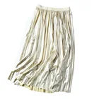 Women's elastic waist pleated skirt laser pearlescent shiny summer skirt