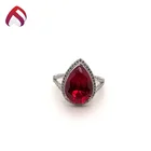 Engagement Jewelry Pear Shape Ring Pear Shape Ruby Gemstone 925 Sterling Silver Jewelry Classical Engagement Ring