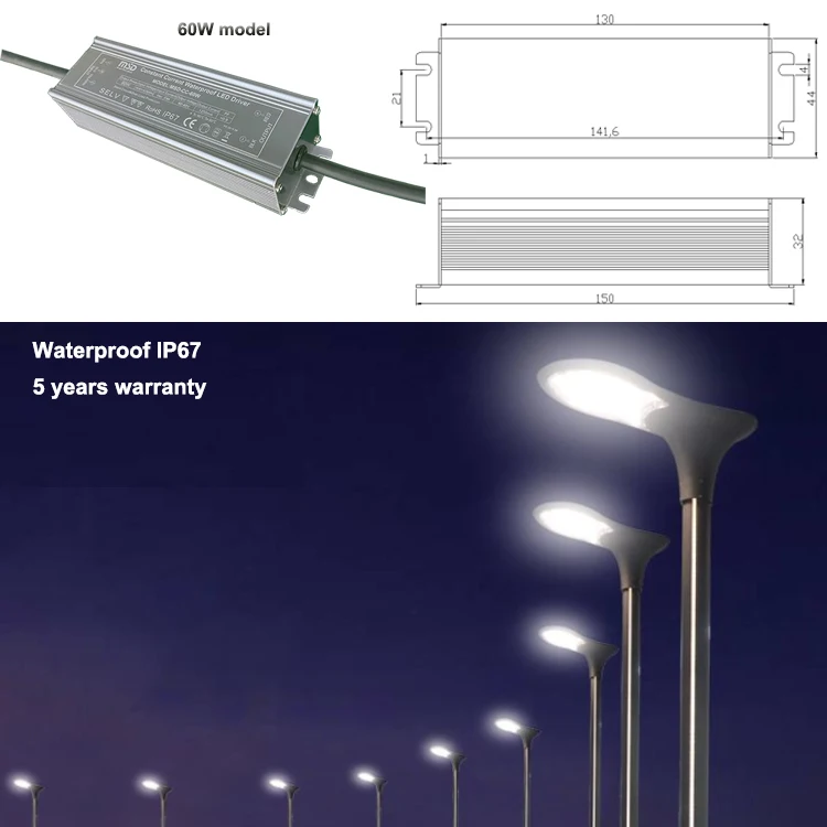Waterproof IP67 50w constant current led driver for led spotlight