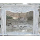 Luxury European Carved Antique Sculpture Pure White Marble Fireplace