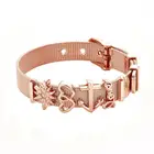 Hot Selling 2 DIY Love-heart words shaped Charms and Mesh chain Stainless Steel Bracelet Jewelry For Woman