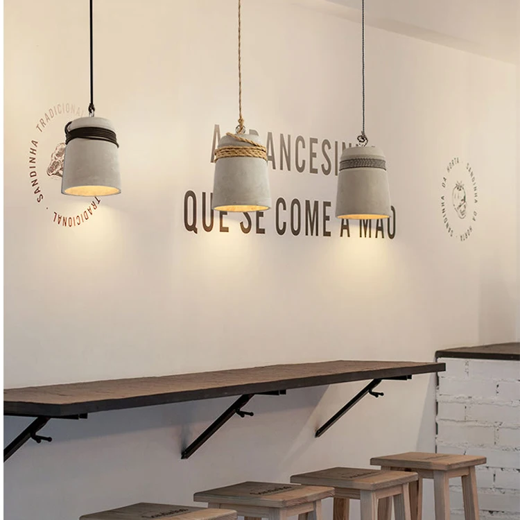 Cement industrial loft concrete chandelier bar modern pendant light