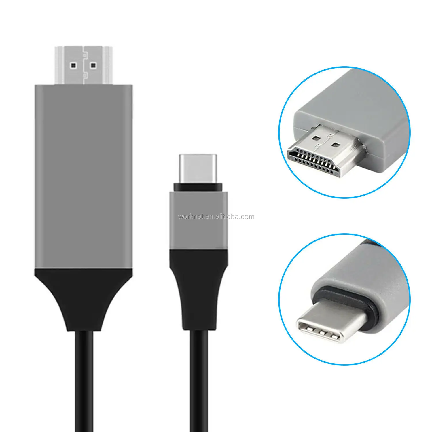 2m type C to HDMI Cable Adaptor for MacBook Samsung Galaxy S9/S8/Note 9 Huawei P20 Pro USB-C HDMI Adapter - ANKUX.COM