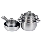 2019 cook world glass lid high quality 12pcs stainless steel kitchen cookware non stick cooking pots and pans set