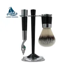 Top quality natural jade handle badger hair shaving brush set 5-layer blade Manual razor