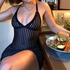 Dress Ladies New Fashion Sexy Mesh Sheer Black Bodycon Dress For Women