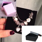 クリスタルチャームシルバーブレスレット女性 Aliexpress ムラーノビーズシルバーブレスレットファムジュエリー