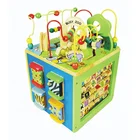 Kids Educational Multi-functional 5 in 1 Zoo Intelligent Playing Wooden Activity Cube