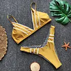 2019 Solid Patchwork High Cut Swimsuit Beachwear Bikini Women Thong Swimwear