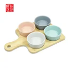 Tapas set Bamboo tray wirh ceramic dish bamboo dinnerware set lazy susan