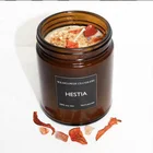 Custom Decorative Amber Brown Glass Jar Organic Dried Flower Crystal Scented Candles