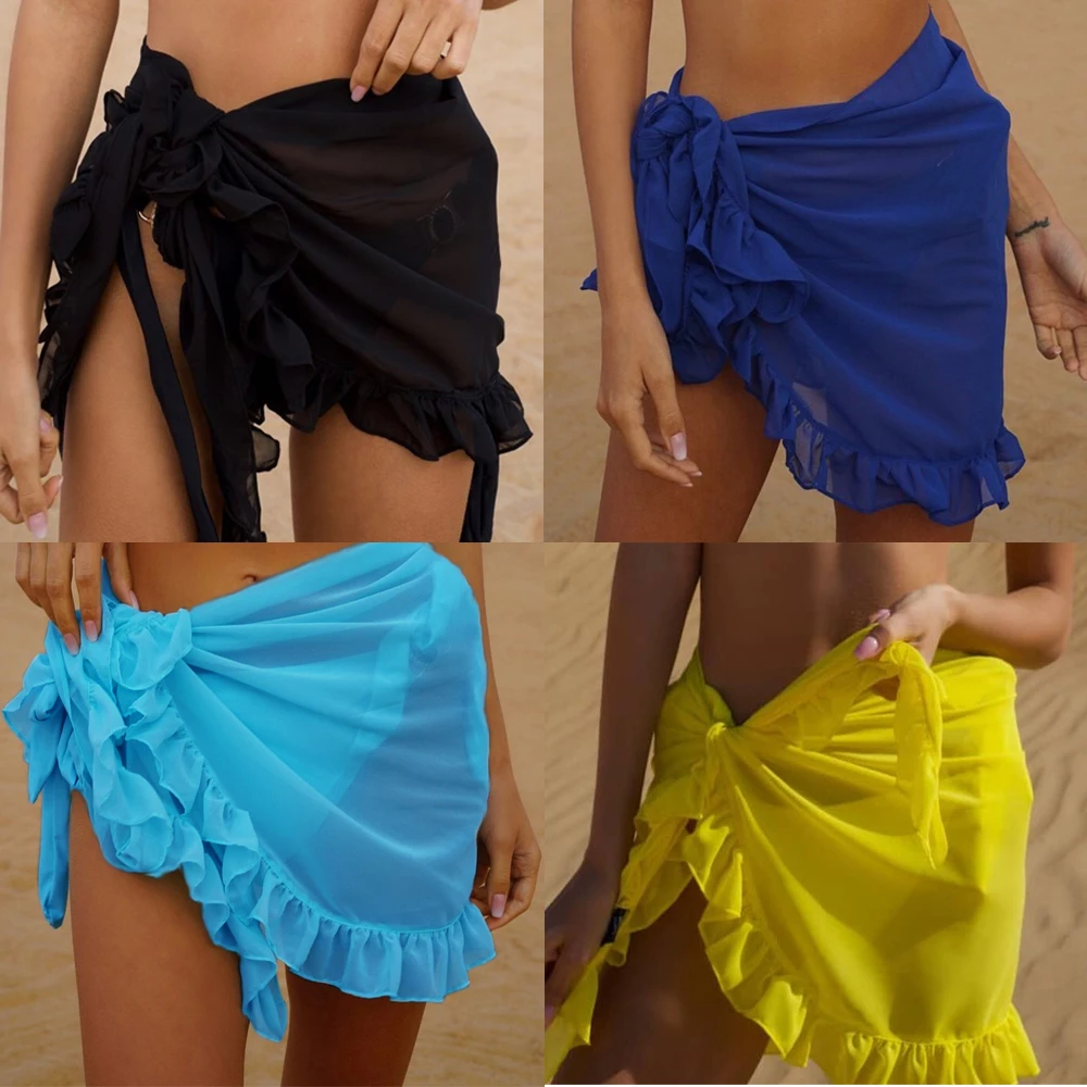 Women Summer Beach Chiffon Swimwear Pareo Scarf Sarong Cover Up Wrap