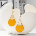 Leather Earrings Light Weight Teardrop - Handmade Leaf Dangle Antique RealLeather Petal for Women
