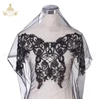 High quality handmade black beads pearl bridal sash bodice embroidered patches sequin lace applique rhinestones