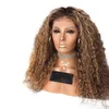 Foreign trade hot sale before the lace wig lady small curly brown African chemical fiber wig
