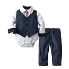 Baby Clothes Newborn Baby Boy Clothes Romper Waistcoat Bowtie Pant 4pcs Baby Gentleman Outfits Suit Set