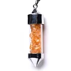 Inexpensive seven chakra gem necklace jewelry spiritual healing wishing bottle yellow crystal pendulum