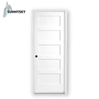 White 5 panel interior solid wood front MDF composite latest wooden design door