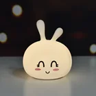 Rabbit New LED Night Light Rabbit Touch Change Color Sensitive Child Usb Silicone Lamp