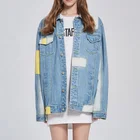 Jacket Prints Men High Street Fashion Patch Denim Jacket With Back Zippers And Prints