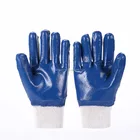 Cheap wholesale nitrile coated yellow overlock white cotton glove
