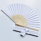 Gift Wedding Hand Fan Wedding 21cm Custom Print Bamboo Pain Paper Silk Hand Fan Gift For Wedding