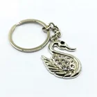 Beautiful crystal silver plating swan keychain