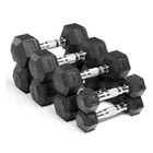 Gym Gym Power Training Equipment Rubber Coated Cast Steel Weights Dumbells In Lbs Hexagon Hex Dumbbells Set
