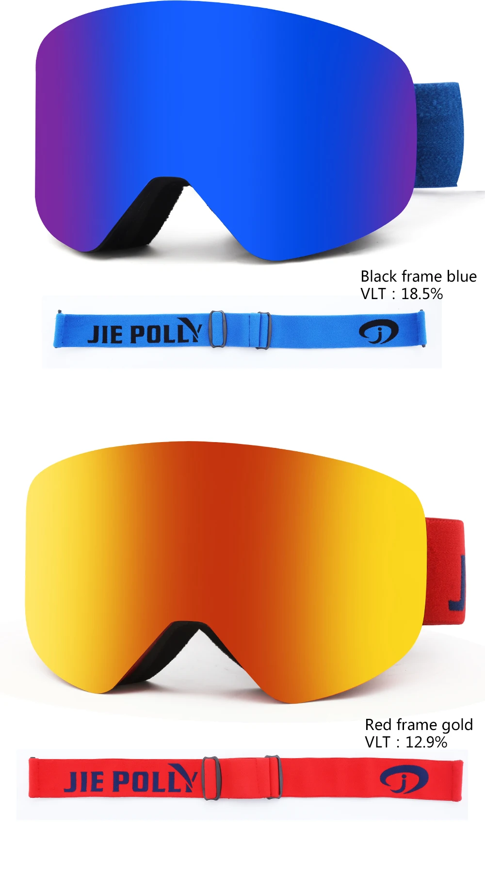 Jiepolly China Factory Best Selling protect ski goggles high density colorful ski goggles snow oem custom