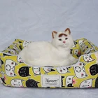 faux suede green polka dot pet bed heating dog bed with movable cushion